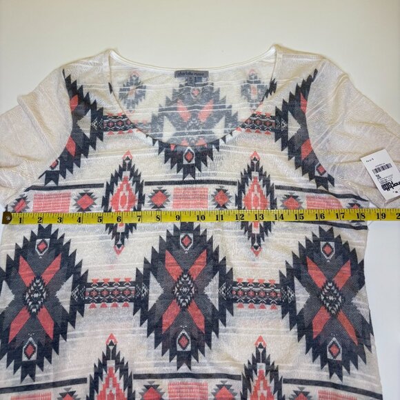 Charlotte‎ Russe Womens Aztec Round Neck Tunic Top Sz XL Long Sleeves Semi Sheer - Picture 5 of 8